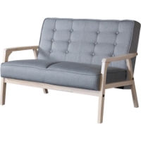 Timor Fabric Loveseat - Button Tufted, Gray
