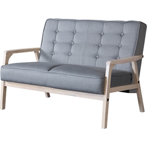 Timor Fabric Loveseat - Button Tufted, Gray 