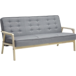 Timor Fabric Sofa - Button Tufted, Gray 