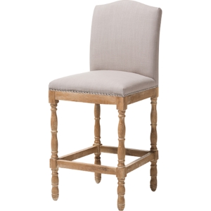 Paige Upholstered Bar Stool - Nailhead, Beige 