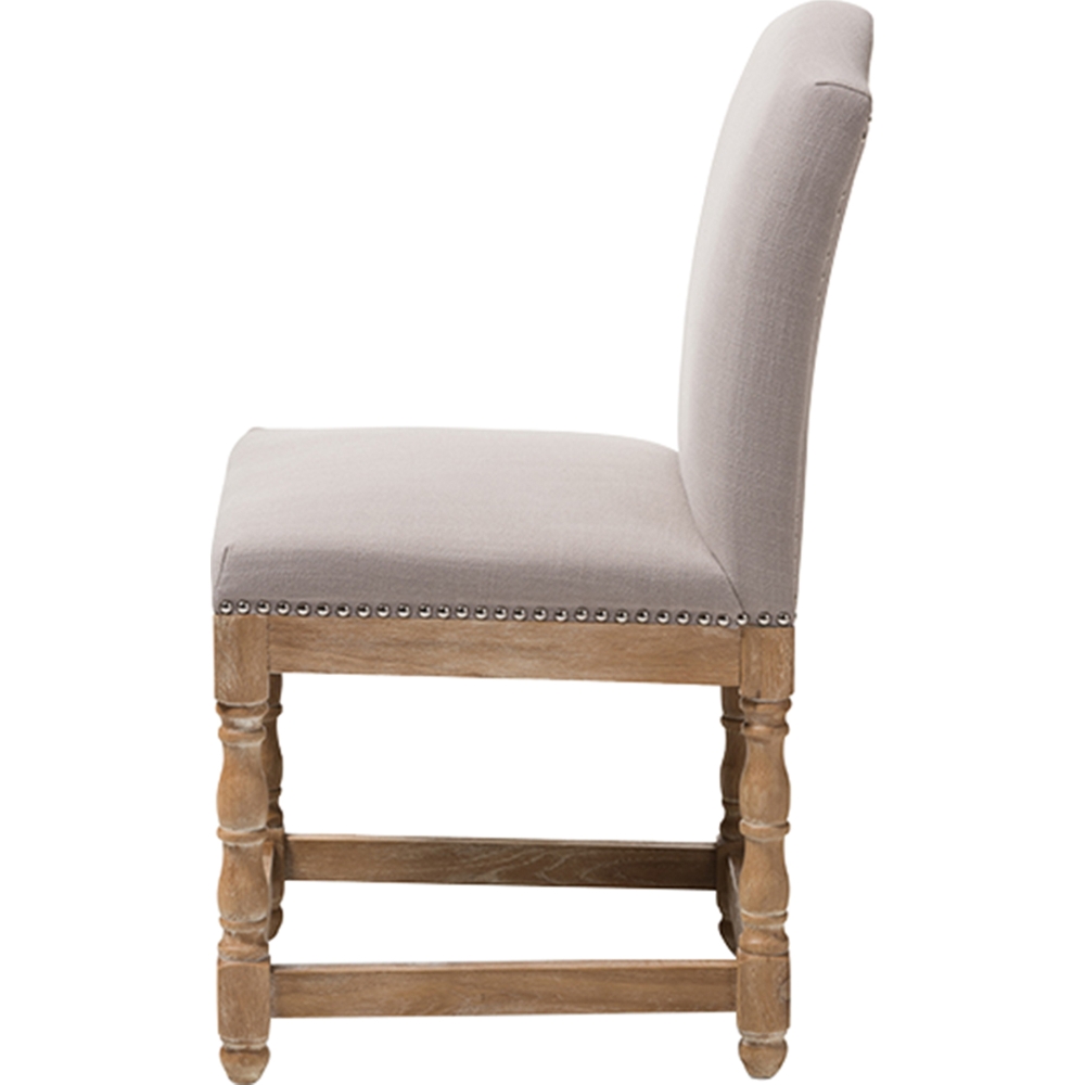 Paige Upholstered Dining Side Chair - Nailhead, Beige | DCG Stores