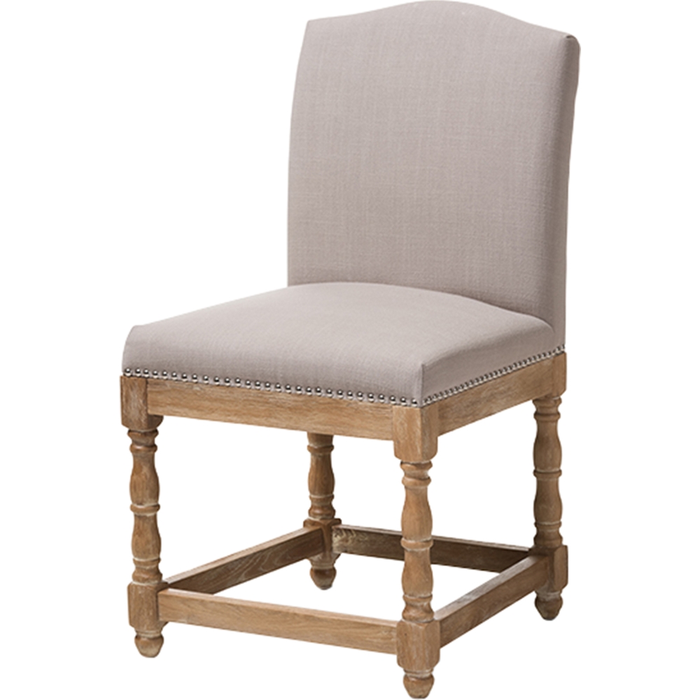 Paige Upholstered Dining Side Chair - Nailhead, Beige | DCG Stores