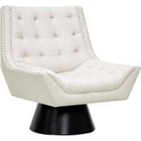 Tamblin Linen Accent Chair - Button Tufted, Beige