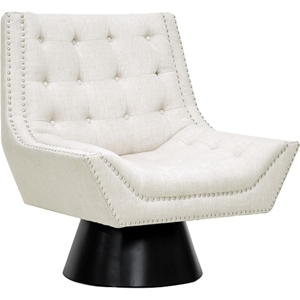 Tamblin Linen Accent Chair - Button Tufted, Beige 