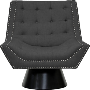 Tamblin Linen Accent Chair - Button Tufted, Gray 