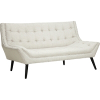Tamblin Linen Loveseat - Button Tufted, Beige