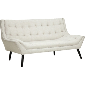 Tamblin Linen Loveseat - Button Tufted, Beige 