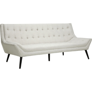 Tamblin Linen Sofa - Button Tufted, Beige 