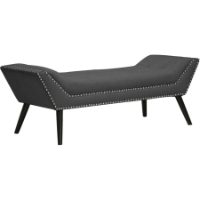 Tamblin Large Linen Ottoman - Nailhead, Gray