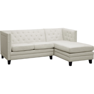 Parkis Linen Button Tufted Sectional Sofa - Beige 