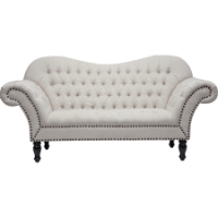 Bostwick Linen Classic Victorian Loveseat - Nailhead, Beige