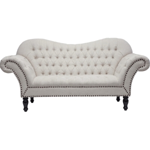 Bostwick Linen Classic Victorian Loveseat - Nailhead, Beige 