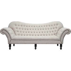 Bostwick Linen Classic Victorian Sofa - Nailhead, Beige 