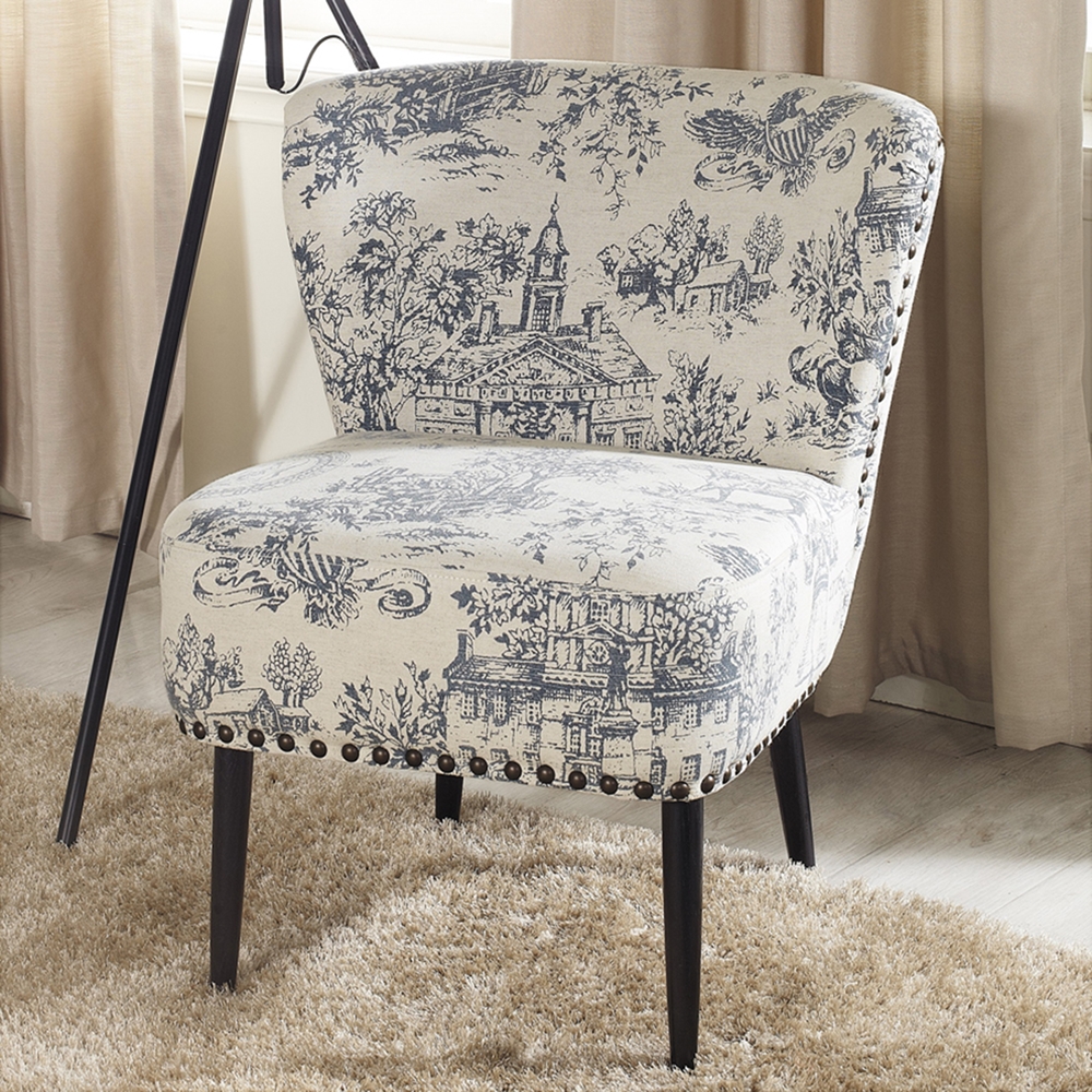 Onassis Linen Accent Chair Beige, Blue DCG Stores