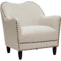 Seibert Linen Accent Chair - Nailhead, Beige