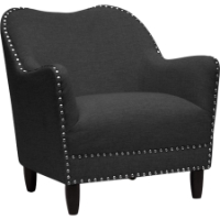 Seibert Linen Accent Chair - Nailhead, Gray