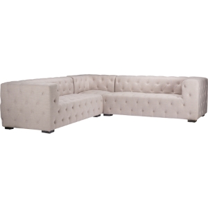 Verdicchio Linen Sectional Sofa - Button Tufted, Beige 
