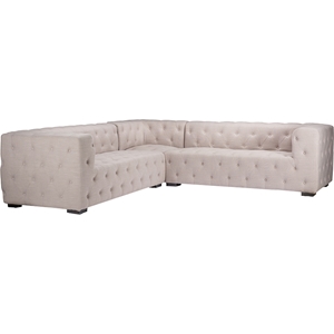 Verdicchio Linen Sectional Sofa - Button Tufted, Beige 