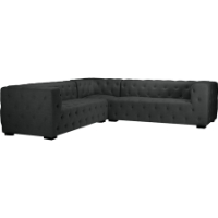 Verdicchio Linen Sectional Sofa - Button Tufted, Dark Gray