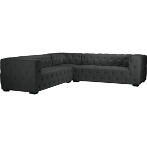 Verdicchio Linen Sectional Sofa - Button Tufted, Dark Gray 