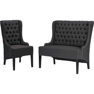 Vincent 2-Piece Sofa Set - Button Tufted, Gray 