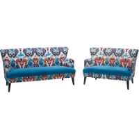 Lacey 2-Piece Paisley Ikat Sofa Set - Blue Seat