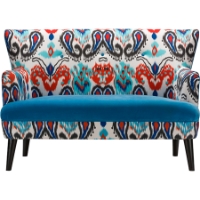 Lacey Paisley Ikat Loveseat - Blue Seat