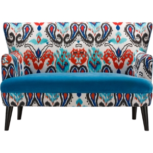 Lacey Paisley Ikat Loveseat - Blue Seat 