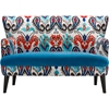 Lacey Paisley Ikat Loveseat - Blue Seat - WI-TSF-8126-LS-CALICO-BLUE-VELVET