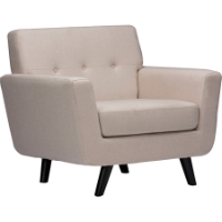 Damien Fabric Upholstered Armchair - Button Tufted, Beige