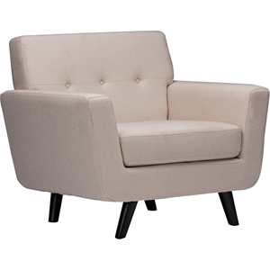 Damien Fabric Upholstered Armchair - Button Tufted, Beige 