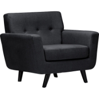 Damien Fabric Upholstered Armchair - Button Tufted, Gray