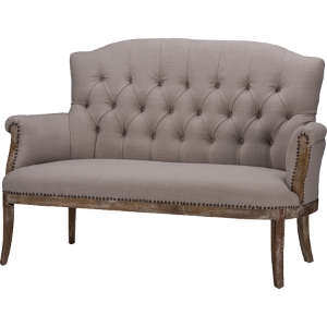 Elizabeth Upholstered Loveseat - Button Tufted, Beige 