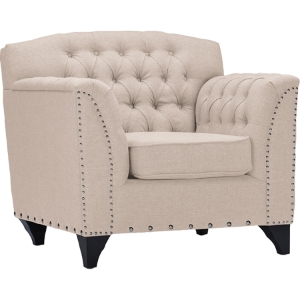 Mckenzie Upholstered Armchair - Nailheads, Beige 