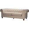 Cassandra Linen Upholstered Chesterfield Sofa - Rolled Arm, Beige - WI-TSF-8149-3-SF-BEIGE