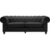 Cassandra Linen Upholstered Chesterfield Sofa - Rolled Arm, Gray - WI-TSF-8149-3-SF-GRAY