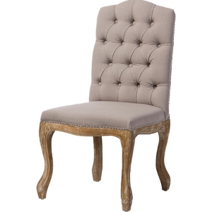 Hudson Upholstered Dining Chair - Button Tufted, Beige 