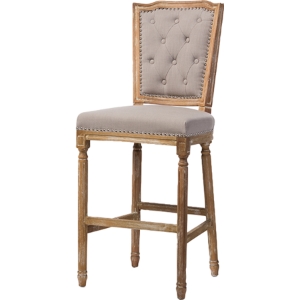 Julie Upholstered Barstool - Button Tufted, Beige 