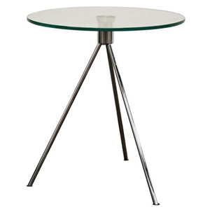 Triplet Round Glass Top End Table with Tripod Base 
