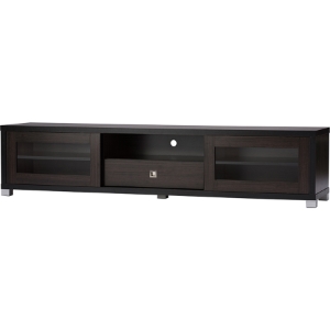 Beasley 1 Drawer TV Cabinet - 2 Sliding Doors, Dark Brown 
