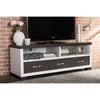 Oxley 3 Drawers Entertainment TV Cabinet - Dark Brown, White - WI-TV838063-EMBOSSE-WHITE