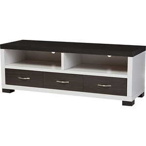 Oxley 3 Drawers Entertainment TV Cabinet - Dark Brown, White 