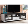 Oxley Two Sliding Doors Entertainment TV Cabinet - Dark Brown, White - WI-TV838066-EMBOSSE-WHITE