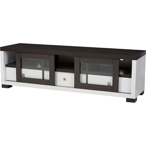 Oxley Two Sliding Doors Entertainment TV Cabinet - Dark Brown, White 