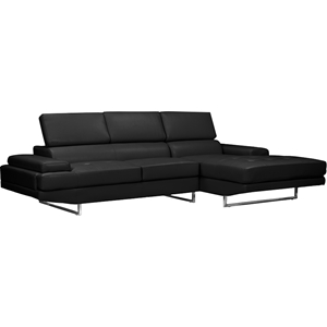 Adler Bonded Leather Right Facing Sectional Sofa - Black 