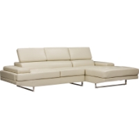 Adler Bonded Leather Right Facing Sectional Sofa - Pearl