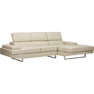 Adler Bonded Leather Right Facing Sectional Sofa - Pearl 