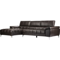 Sosegado Leather Sectional Sofa - Left Facing Chaise, Brown