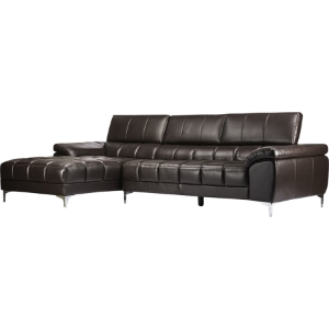 Sosegado Leather Sectional Sofa - Left Facing Chaise, Brown 