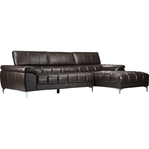 Sosegado Leather Sectional Sofa - Right Facing Chaise, Brown 